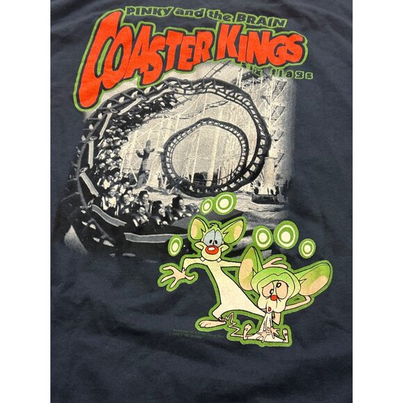 Rare Vintage 1997 Pinky and the Brain Coaster Kings Six Flags T-Shirt Men's XL - Picture 5 of 8